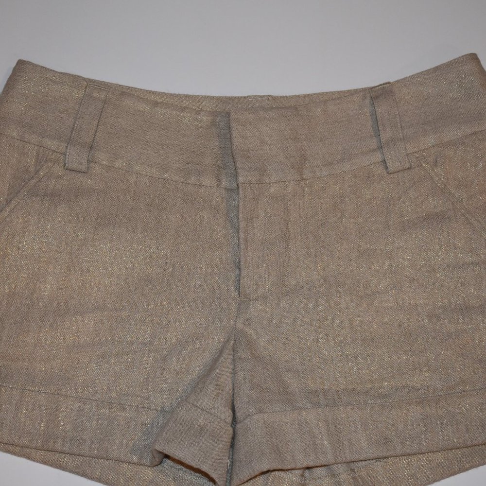 Alice + Olivia Shorts Metallic Gold Linen